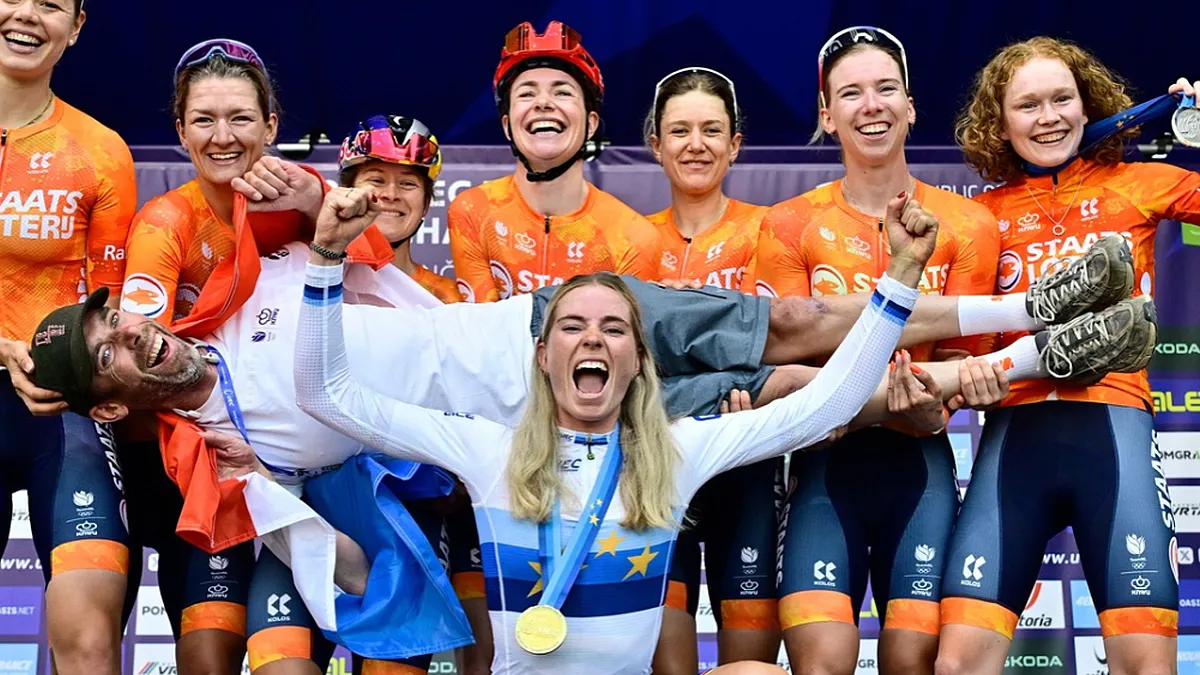 Demi Vollering wins European road cycling title after solo attack in Slovenia